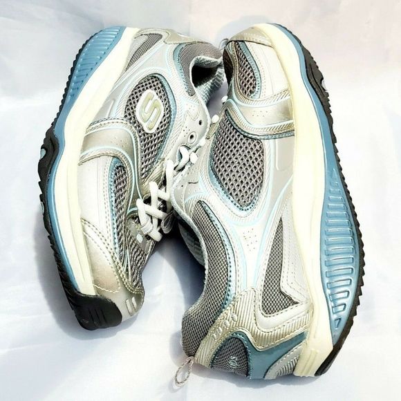 Skechers Shape Ups XF Accelerators 12320 Silver Blue Walking Shoes Women's 7.5 - Picture 4 of 9